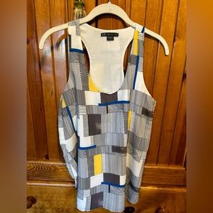 AX Armani Exchange Geometric Yellow, Blue, Black Racerback Blouse